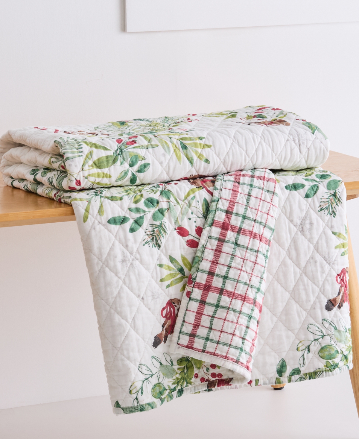 Levtex Tinsel Tidings Reversible Quilted Throw, 50" X 60" In Multi