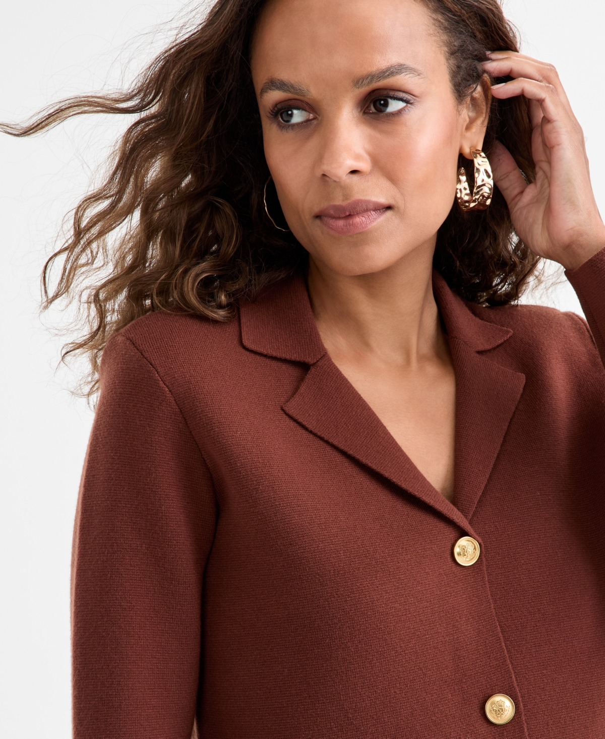 Inc International Concepts Petite Button-front Cardigan, Macy's Exclusive In Brown
