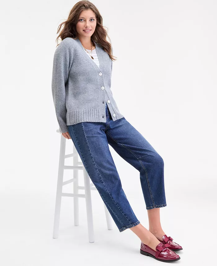 Women's Saddle Sleeve V-Neck Cardigan - thumbnail 7