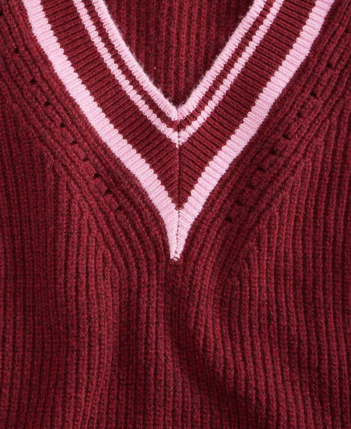 Women's Varsity Tipped V-Neck Sweater - thumbnail 2