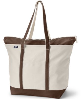 Extra Large 5 Pocket Zip Top Long Handle Canvas Tote Bag