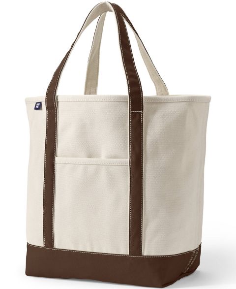Женская сумка Lands' End Large 5 Pocket Open Top Canvas, цвет: Натуральный / Коричневый