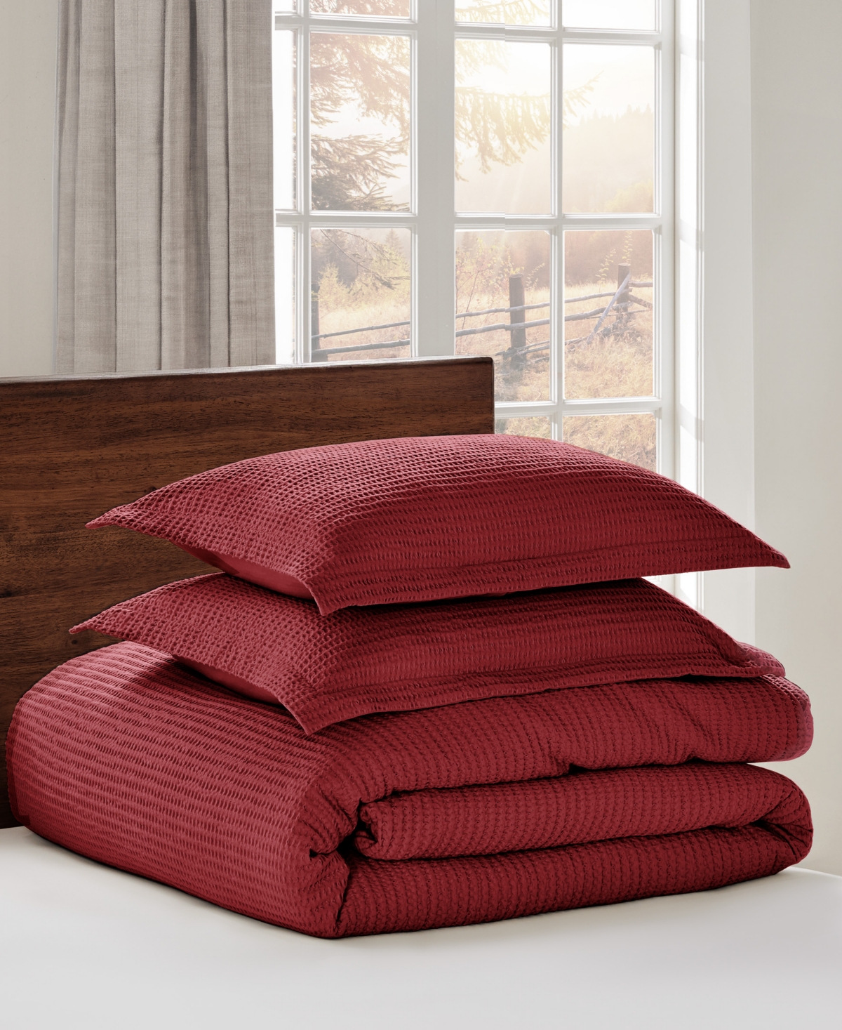 Levtex Cloud Waffle Textured 3-pc. Comforter Set, King/california King In Red