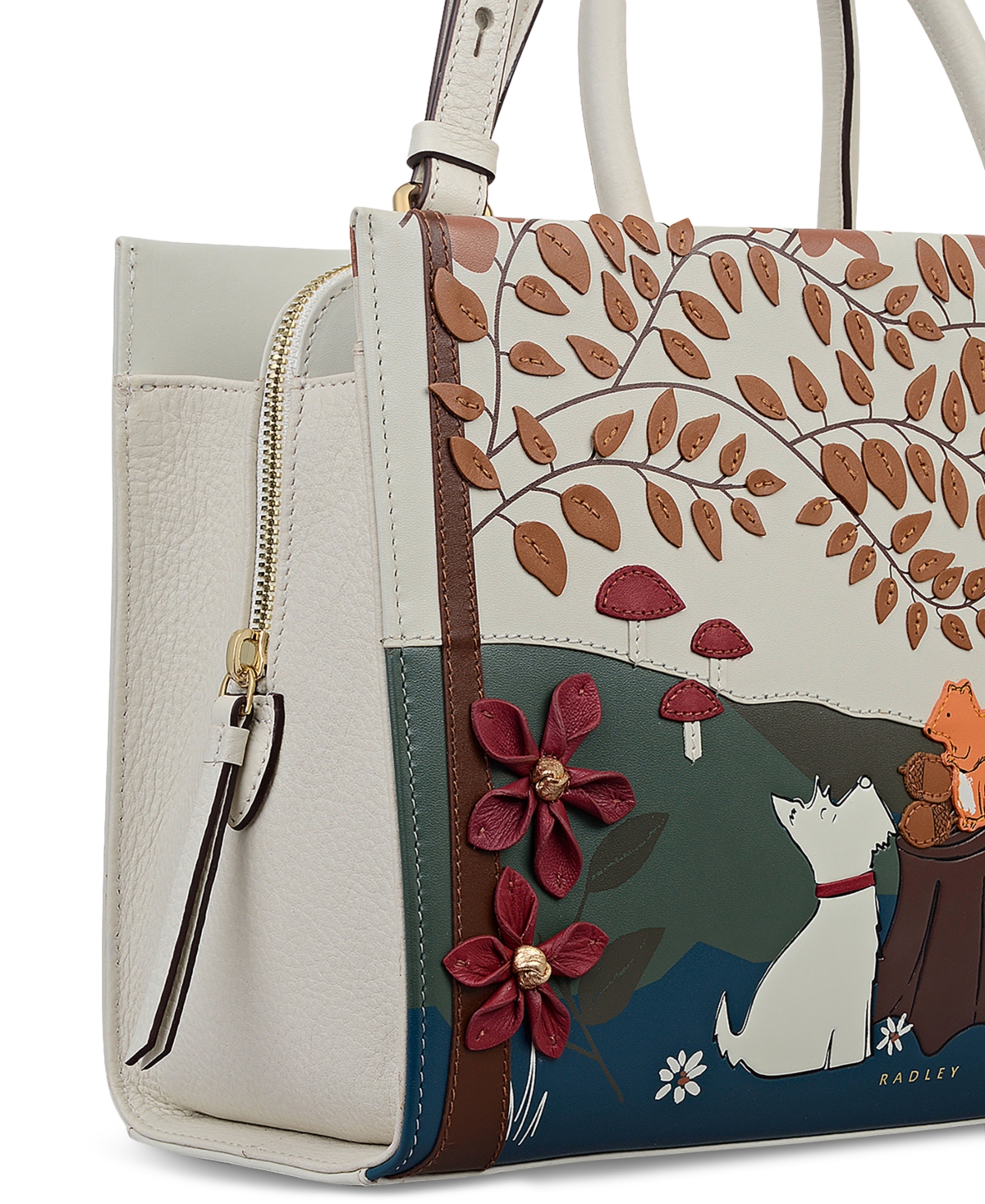 Radley London Woodland Wander Small Leather Zip Top Grab Bag In Multi