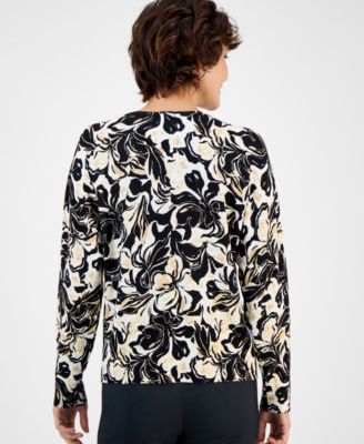 Women's Floral V-Neck Long-Sleeve Sweater Top