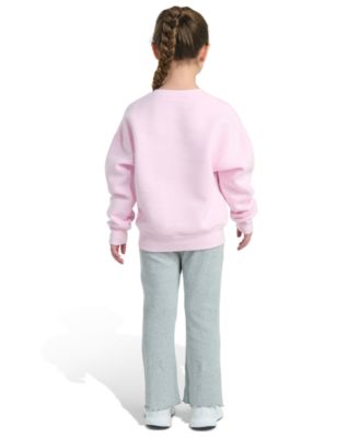 Girls 2-Piece Crewneck Fleece Pull-On Sweatshirt and Ribbed Flare Pant Set