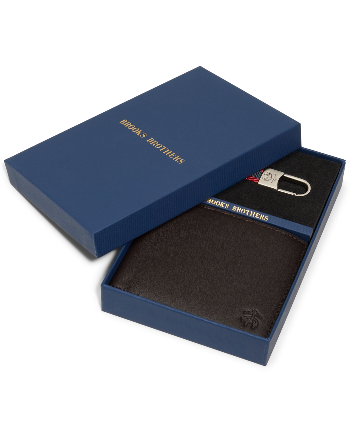 Brooks Brothers Men's Bi-fold Wallet And Keychain Gift Set In Black