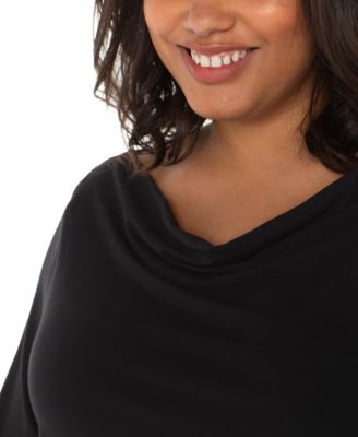 Plus Size 3/4-Sleeve Draped Knit Top