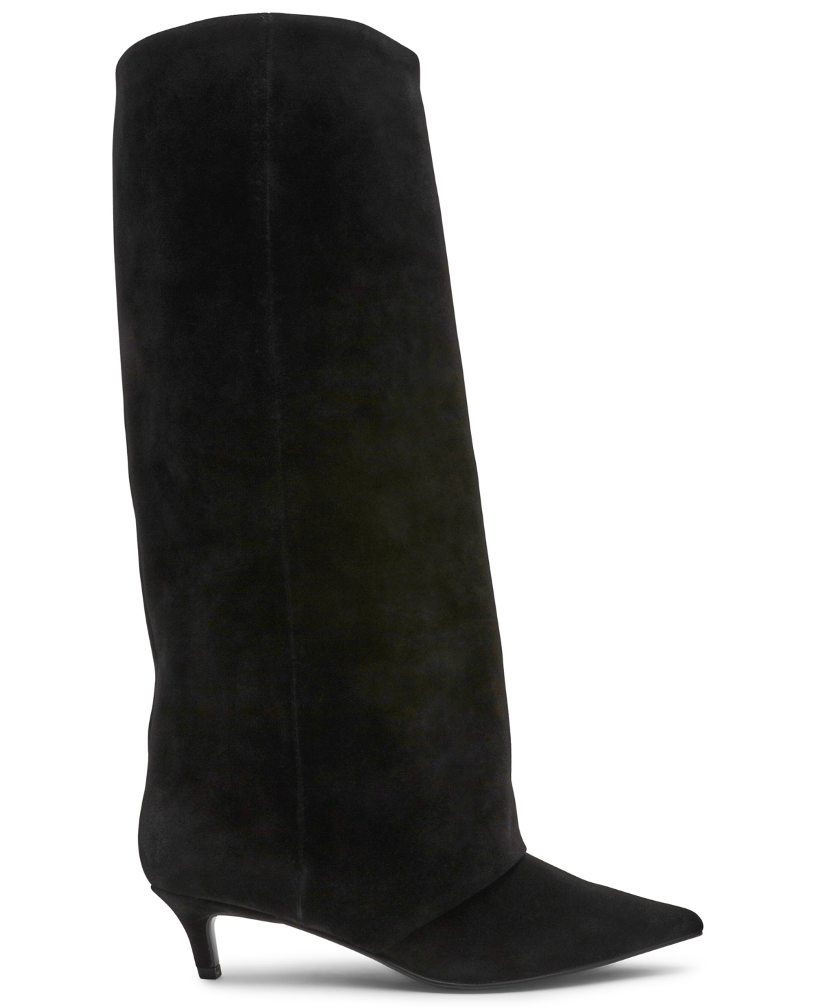 Steve Madden Womens Luca Slouchy Kitten Heel Dress Boots Regular Wide Calf In Black