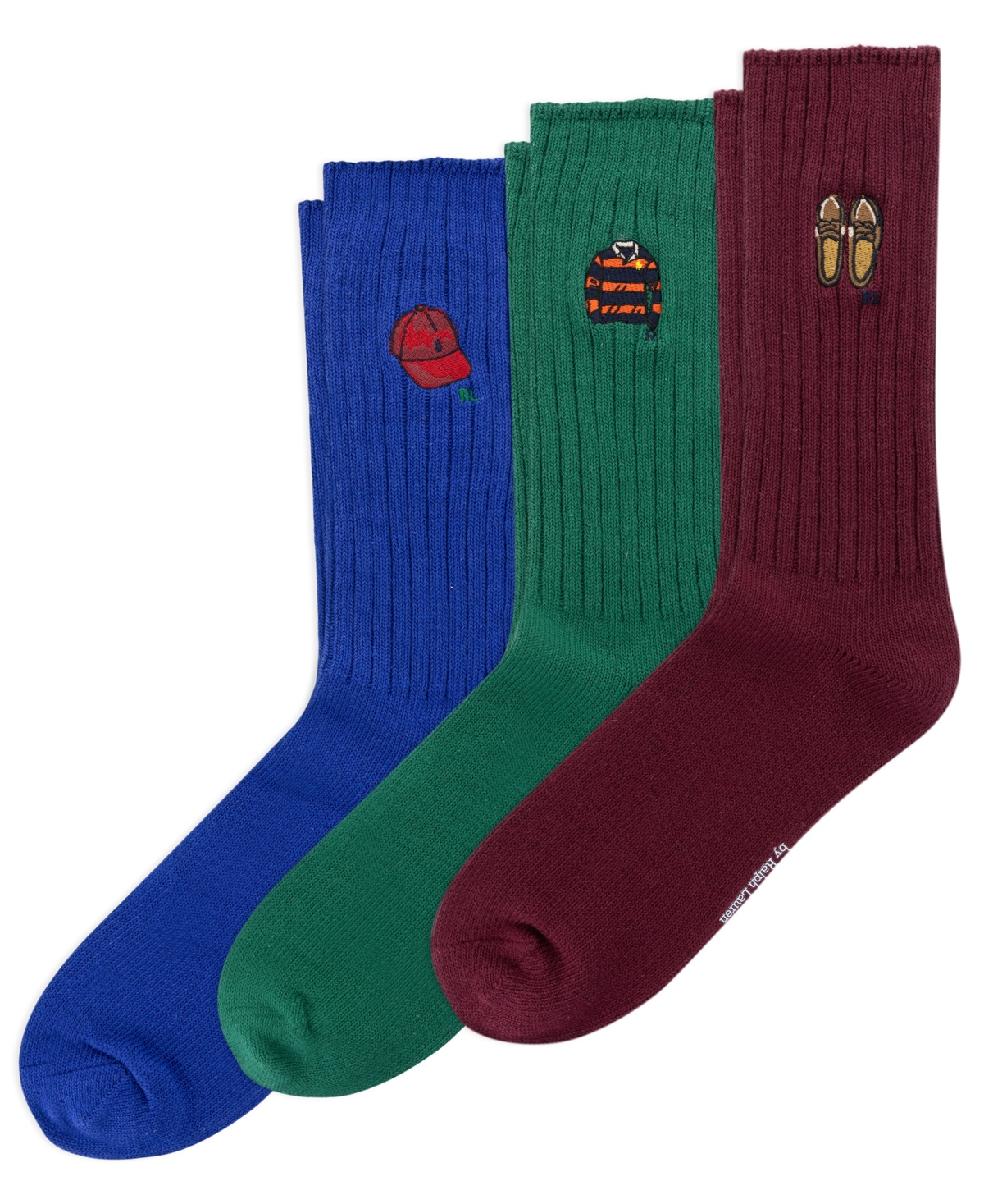 Polo Ralph Lauren Men's 3-Pack Novely Embroidered Socks Gift Box