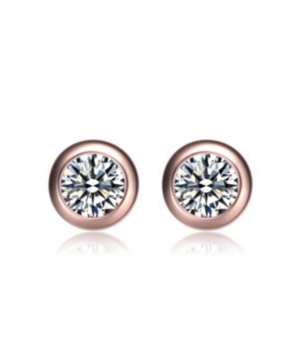 Modern Cubic Zirconia Solitaire Stud Butterfly Post Back Earrings