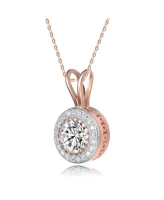 Classy Clear Cubic Zirconia Round Solitaire Pendant Necklace