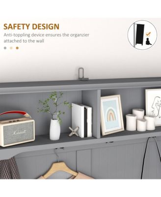 Hall Tree, Coat Rack and Bench Seat with 4 Hooks, 2 Drawers,