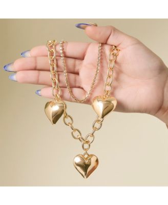 Triple Heart Statement Necklace