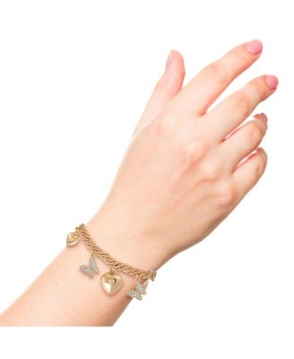 Heart & Butterfly Gold-Tone Bracelet
