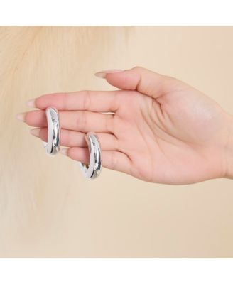 Mini Chunky Silver Hoop Earrings