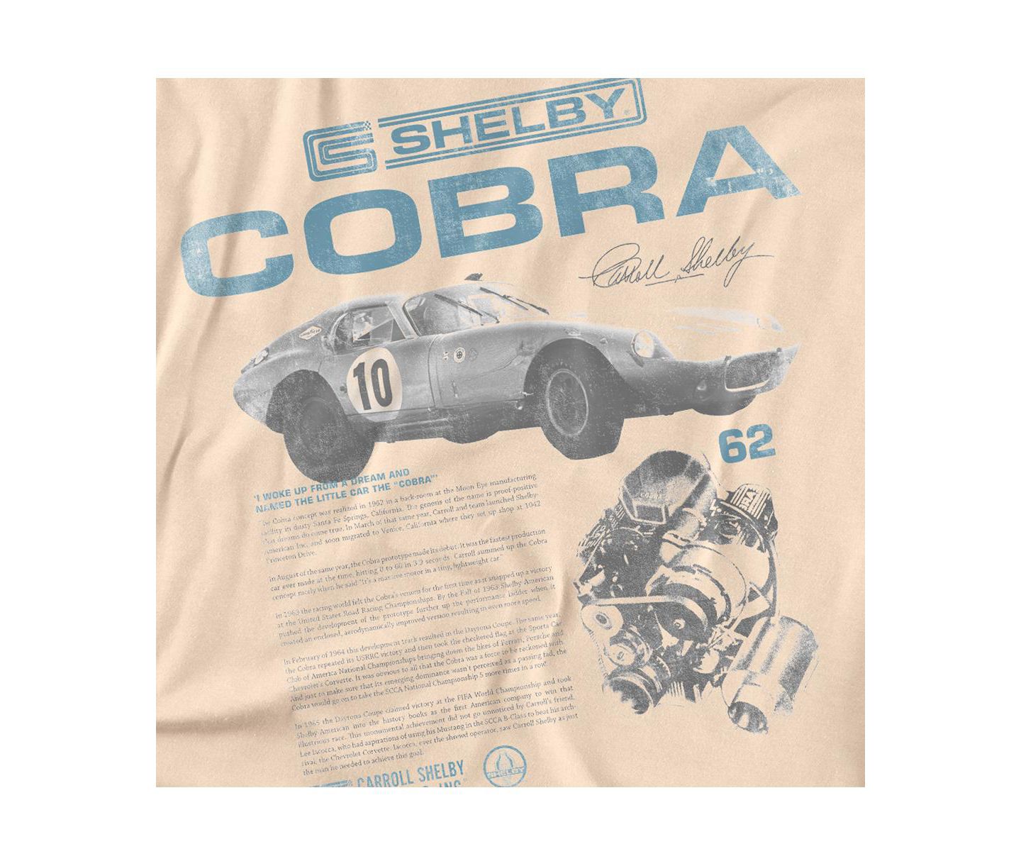 Мужская футболка Shelby Cobra Racing Infographic, цвет: Кремовый — фото 2