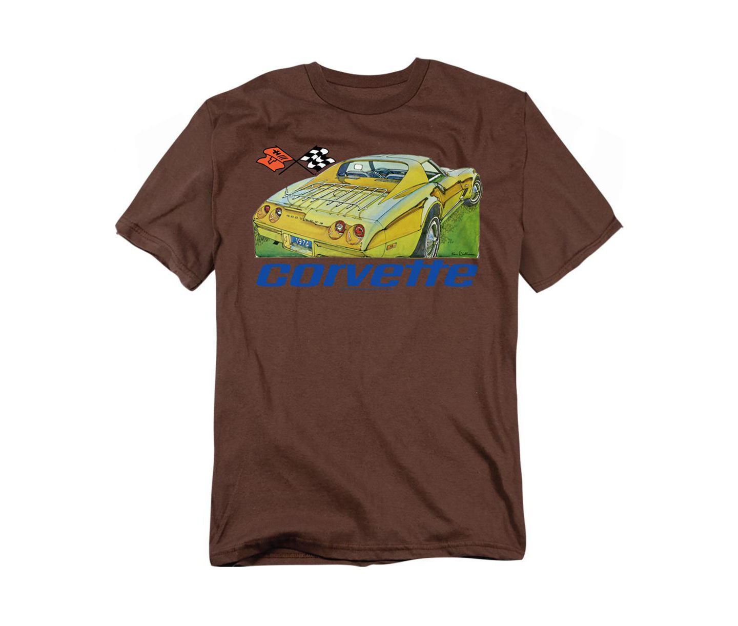 Мужская футболка Corvette Chevy Chevrolet 74, цвет: Кофейный — фото 1