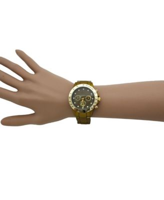 Olive Solid Color Metal Three Dial Women Watch