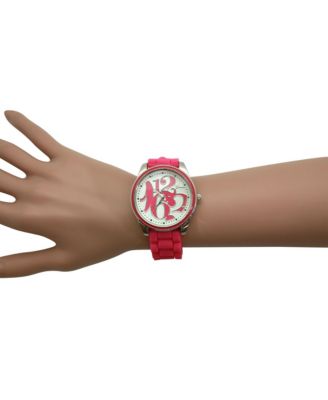 Hot Pink Round Big Face with Colorful Numbers Women Watch