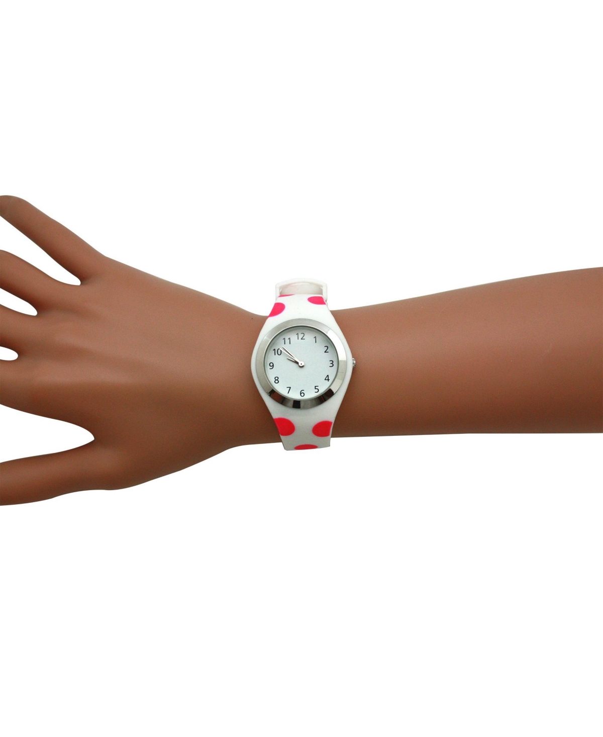 Olivia Pratt White Polka Dots Silicone Band Women Watch
