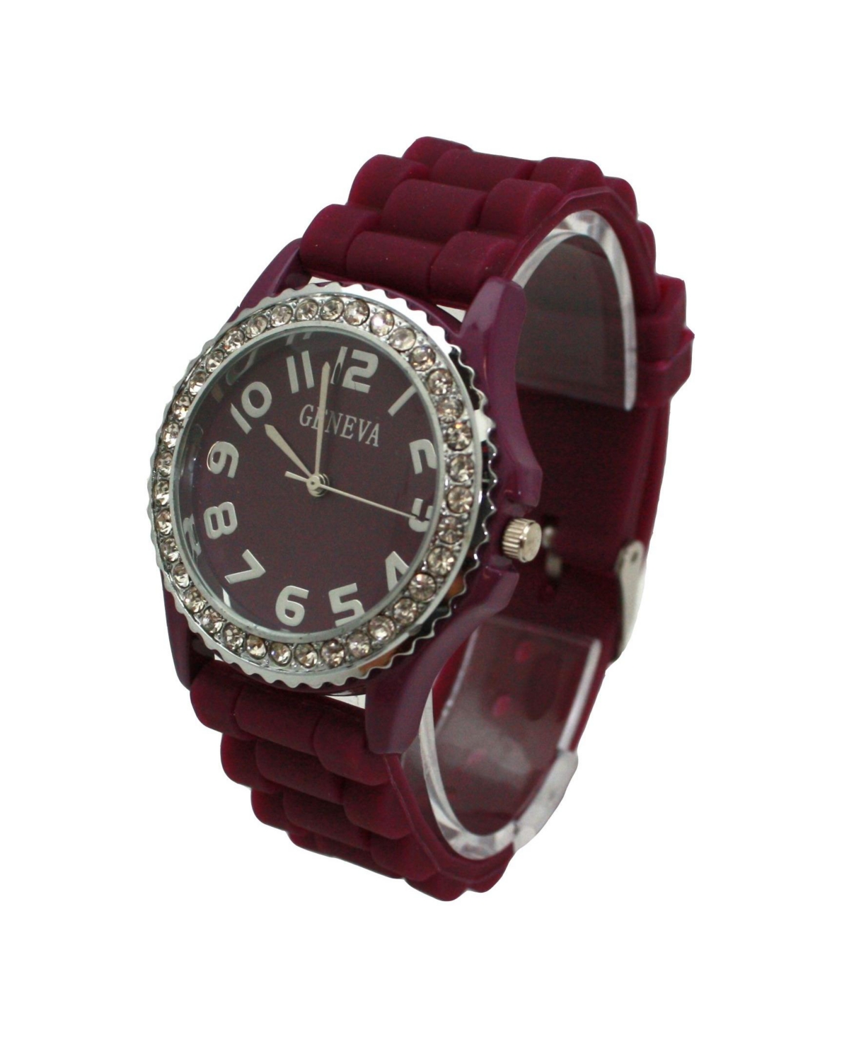 Olivia Pratt Burgundy Every Day Silicone and Rhinestones Colorful Women Watch