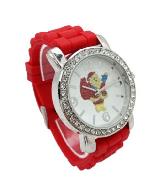 Bright Red Merry Christmas Silicone Band Themed Women Watch