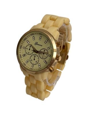 Beige Tone Tortoise Acrylic Band Women Watch