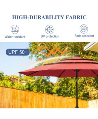 Garden Market Umbrella - Outdoor Patio Umbrella Round-Wine Red