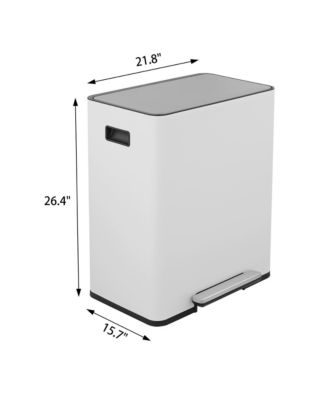 Rectangular Stainless-Steel-Made Matt Black Recycle Step-on Trash Can with Dual 30 liter + 30 liter Compartments for Kitchen
