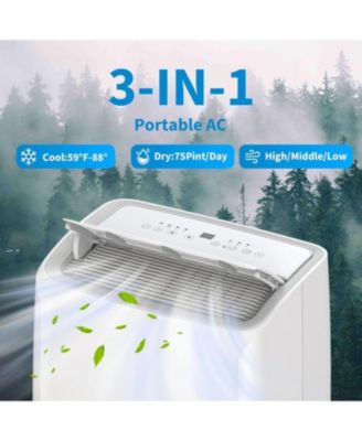 14,000 BTU Portable Air Conditioner - Efficient Cooling, Window Kit & Remote Included, White, Cools up to 750 Sq. Ft