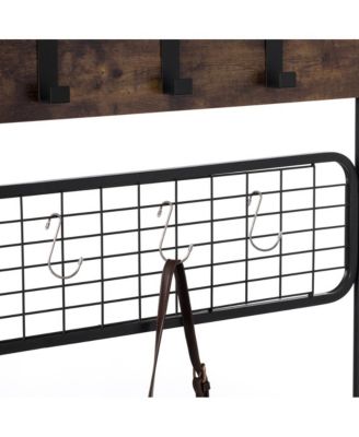 Vintage Brown Coat Rack Hall Tree with Storage for Entryway With 10 Hooks and Storage