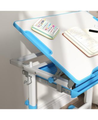 Height Adjustable Kids Desk and Chairs Set with Tilt Desktop,