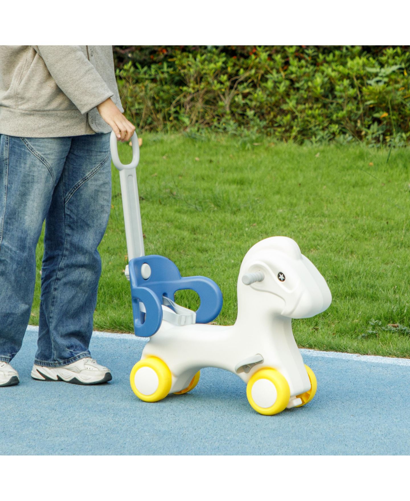 Детская игрушка Qaba 4-in-1 Detachable Push Handle Rocking Horse, 88 lbs. Capacity, Ages 2-5, цвет: Синий — фото 9