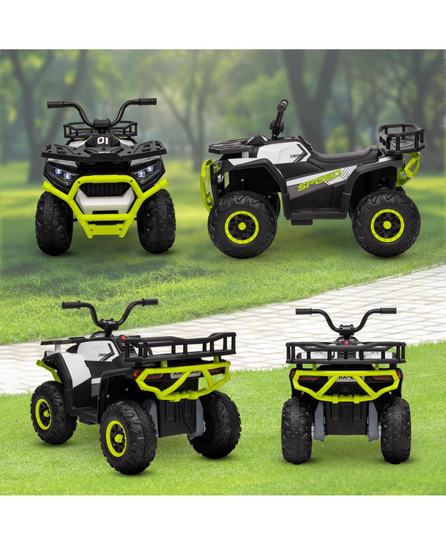 Детская игрушка Qaba 12V Kids ATV 4-Wheel Suspension Ride-On Quad, 66 lbs, Ages 3+, цвет: Зелёный — фото 7