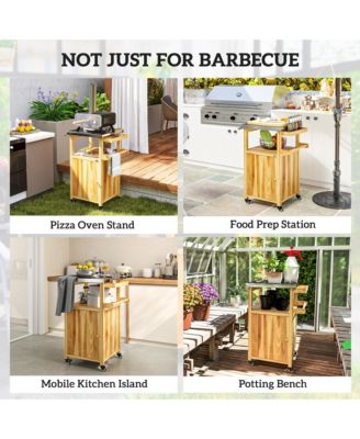 Grill Cart, Kitchen Island with Stainless Steel Top