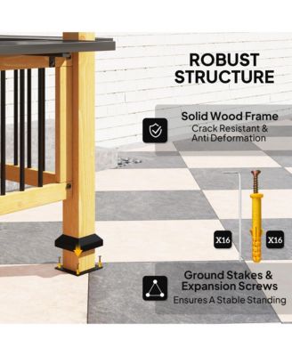 13' x 6' Wooden Grill Gazebo, Hardtop Outdoor BBQ Gazebo, Natural
