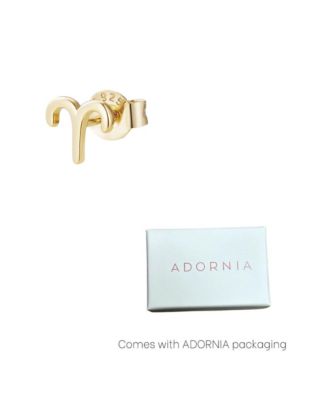14k Gold Vermeil .925 Sterling Silver Single Zodiac Sign Stud Earring