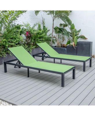 Marlin Patio Chaise Lounge Chair With Black Aluminum Frame, Set of 2