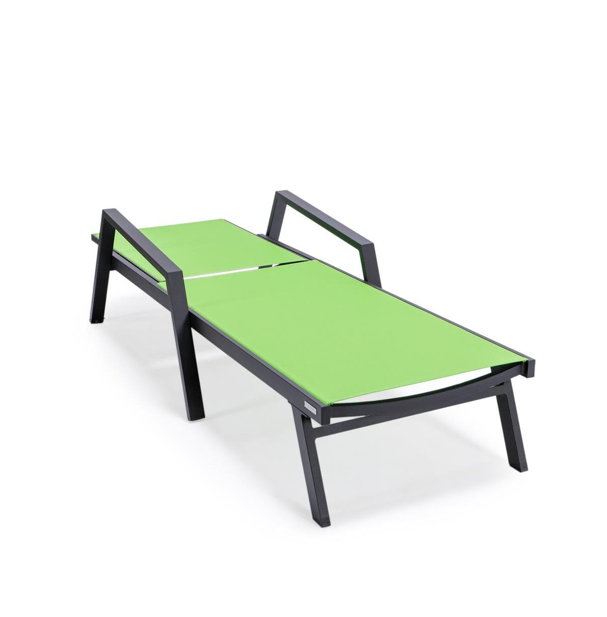 LeisureMod Lounge Chair With Armrests in Black Aluminum Frame