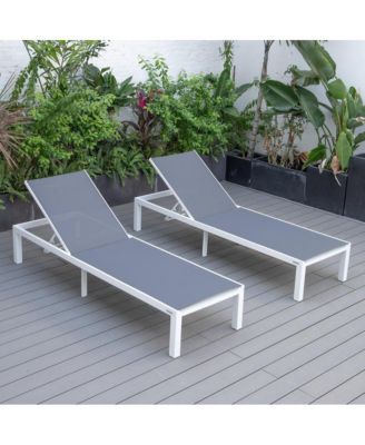 Marlin Patio Chaise Lounge Chair With White Aluminum Frame, Set of 2