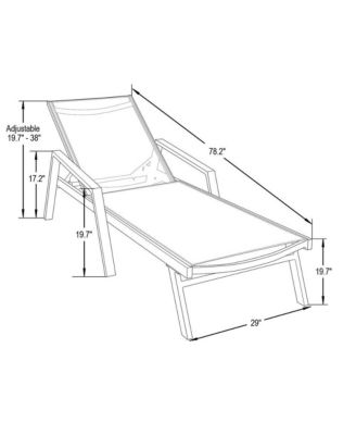 Marlin Patio Chaise Lounge Chair With Armrests in Grey Aluminum Frame, Set of 2