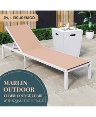 White Aluminum Outdoor Patio Chaise Lounge Chair