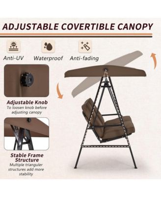 2-Person Metal Patio Swing with Removable Cushion Patio Swing Outdoor Porch Swing Chair for Adults for Garden Backyard Deck