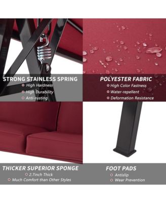 2-Person Metal Patio Swing with Removable Cushion Patio Swing Outdoor Porch Swing Chair for Adults for Garden Backyard Deck