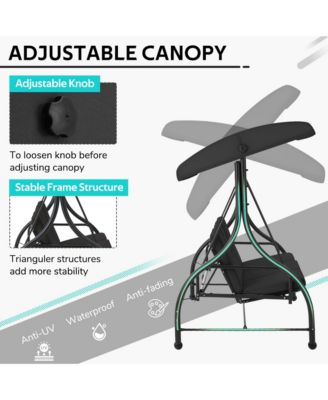 3-Person Metal Patio Swing Outdoor Porch Swing Chair for Adults for Garden Backyard Deck