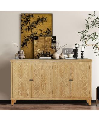 59" Wooden Accent Storage Cabinet with 4 Doors