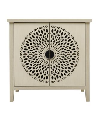 Hollow-Carved 2 Door Accent Cabinet Sideboard Buffet Storage Cabinet with Adjustable Shelf