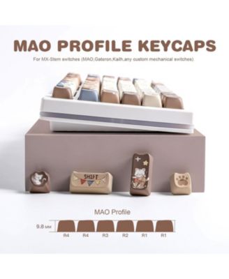 Dye-Sub PBT Keycap Set, Mao Profile, 142 Full Keys Cute Cat Custom Keycaps with Key Puller for Cherry Gateron MX Switches Mechanical Gaming Keyboard