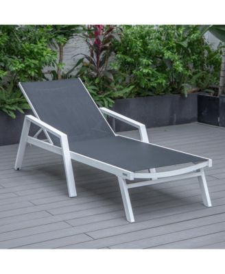 Marlin Patio Chaise Lounge Chair With Armrests in White Aluminum Frame